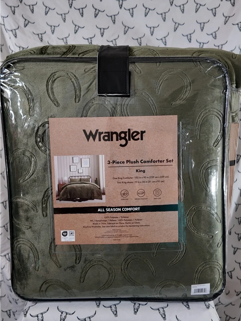 Wrangler Olive Green 3-Piece Plush Comforter Set - King